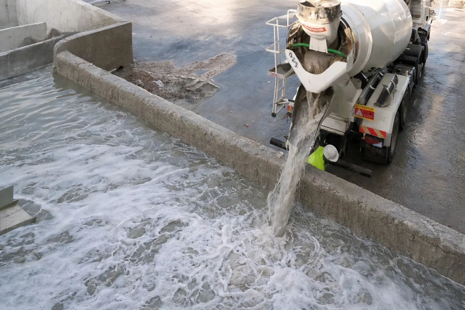 Les eaux de lavage sont stockées dans les bassins